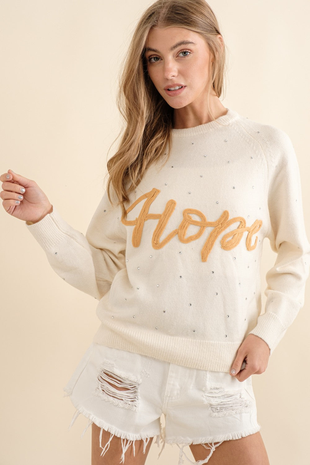 Hope Graphic Pullover Sweater