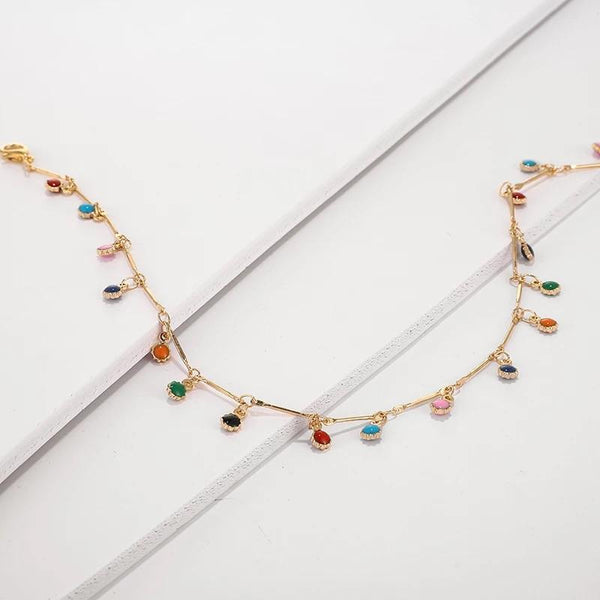 Multicolor stone choker necklace