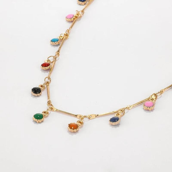 Multicolor stone choker necklace